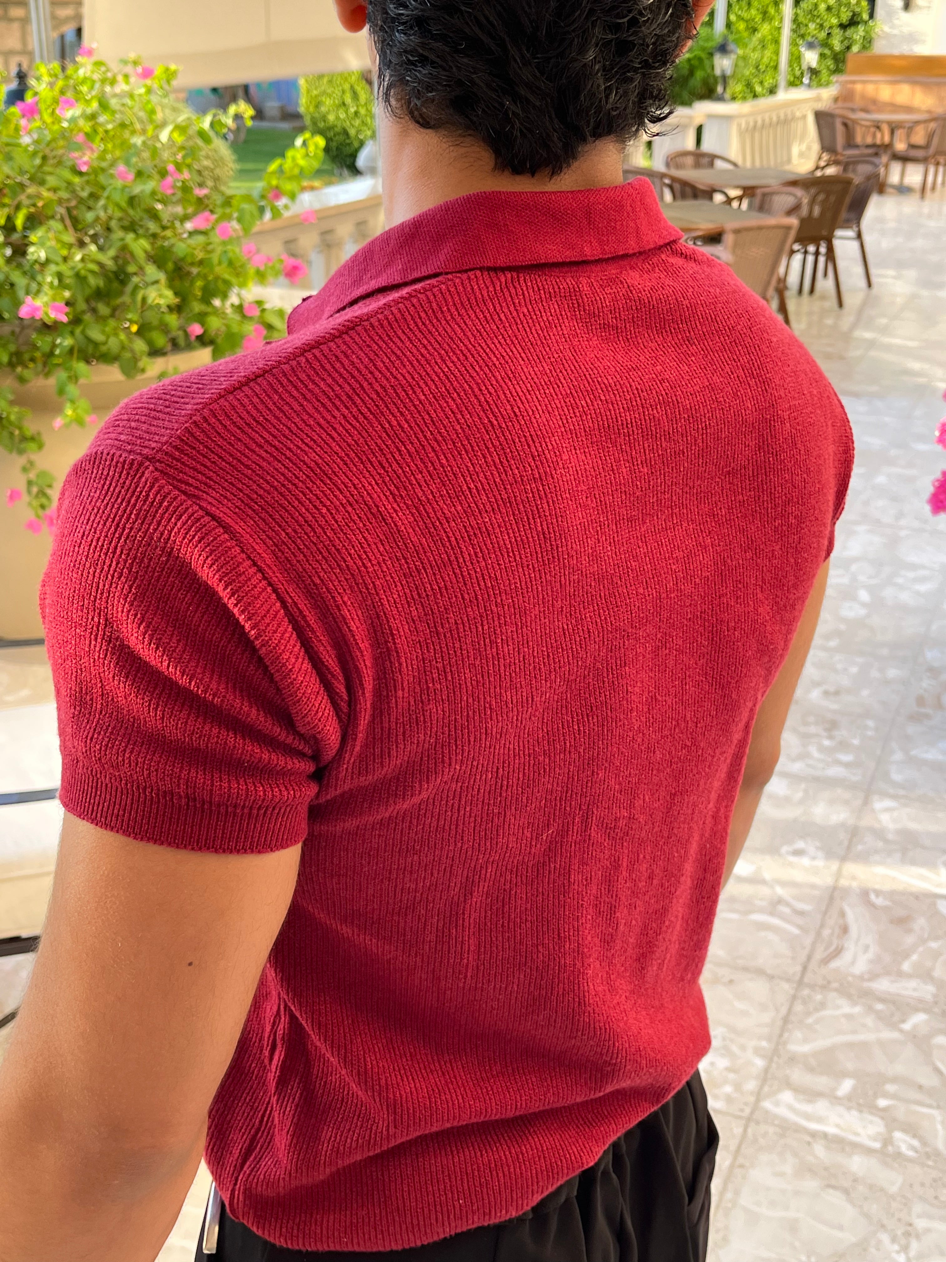 Knitted Polo Burgundy