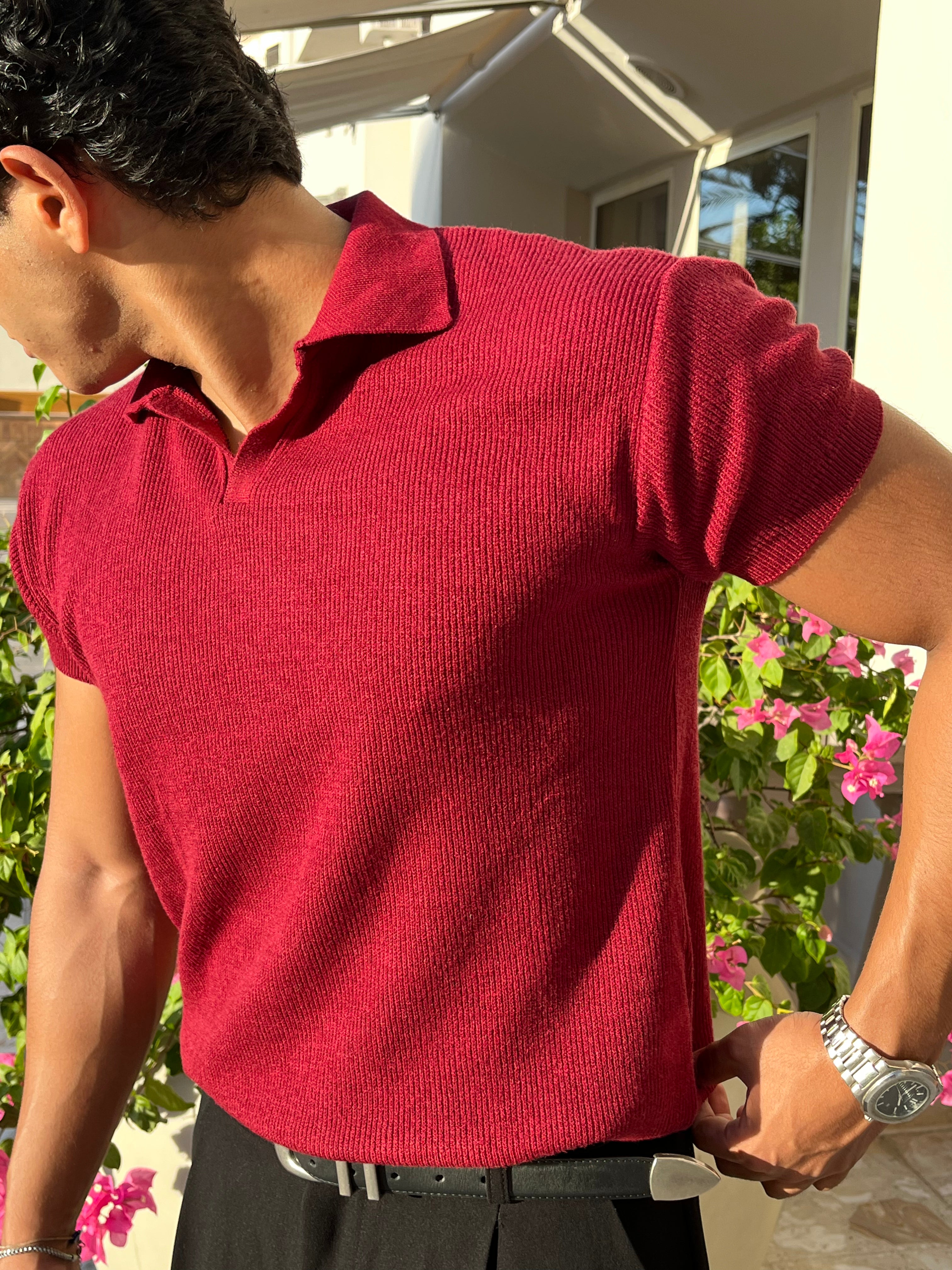 Knitted Polo Burgundy