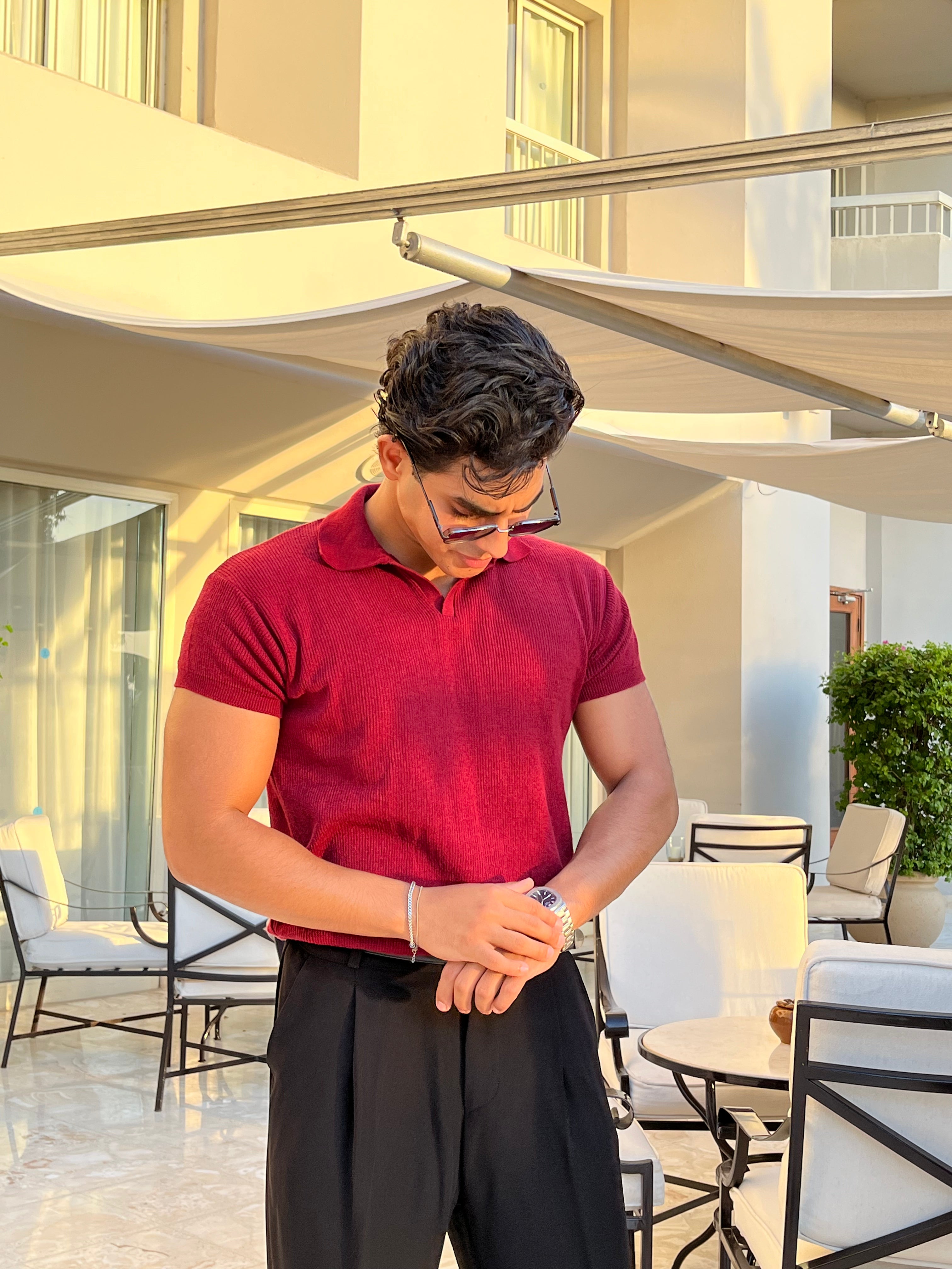 Knitted Polo Burgundy